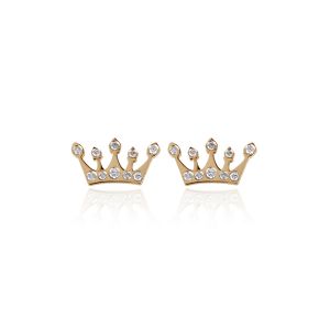 18Kt Gold Crown Stud With Natural Diamond