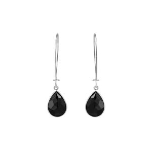 925 Sterling Silver Drop With Pear Black Onyx