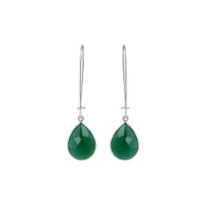 925 Sterling Silver Drop With Pear Green Onyx