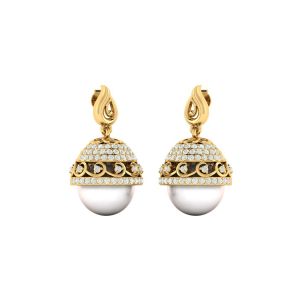 925 Sterling Silver jhumki With Diamond & Pearl