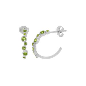 925 Sterling Silver Hoop With Round Peridot