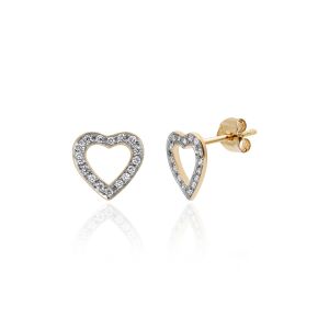 18Kt Gold Heart Stud With Natural Diamonds