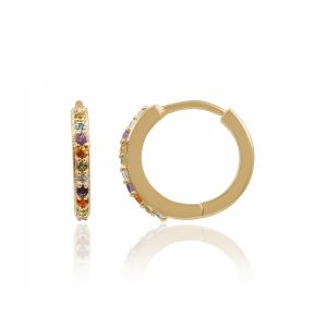 18Kt Yellow Gold Natural Multi Gemstone Hoops