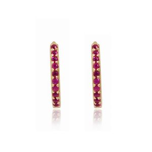 18Kt Yellow Gold Natural Ruby Hoops