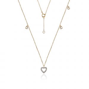 18kt Gold Natural Diamonds Multi Heart Necklace