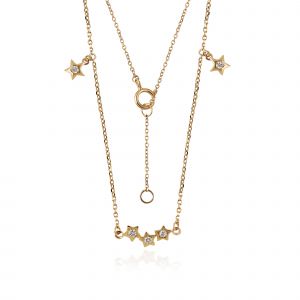 18kt Gold With Natural Diamond Star Necklace