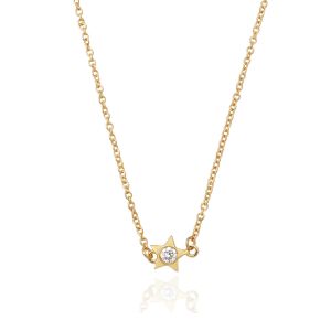 18Kt Gold Natural Diamonds Three Star Necklace