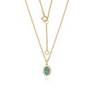 18Kt Gold Natural Diamond & Natural Gem Stone Mini Pendant With Chain