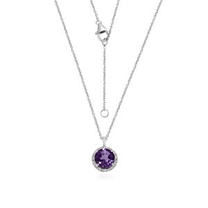 Dwarkas Arcobaleno Pendant With Chain In 18Kt White Gold Natural Diamonds & Amethyst