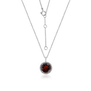 Dwarkas Arcobaleno Pendant With Chain In 18Kt White Gold With Natural Diamonds & Garnet