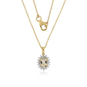 Dwarkas Arcobaleno Pendant With Chain In 18Kt Yellow Gold & Natural Diamonds, Amethyst Green For Women