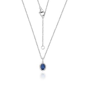 Dwarkas Arcobaleno Pendants In 18Kt White Gold With Natural Diamonds & Blue Sapphire For Women