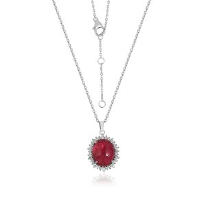 18kt White Gold Natural Diamonds & Tourmaline Pink With Chain For Women Gemstone Pendant