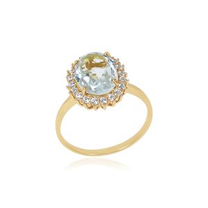 Dwarkas Arcobaleno Ring With 18Kt White Gold Ring & Natural Diamonds & Blue Topaz Sky For Women