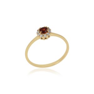 18kt Gold With Natural Diamonds & Natural Ruby Sheer Ring