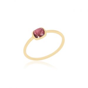 925 Sterling Silver Classic Ring With Tourmaline Pink