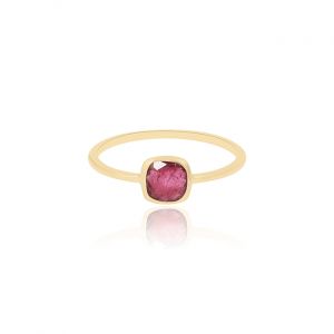 925 Sterling Silver Classic Ring With Tourmaline Pink