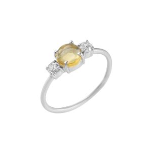 925 Sterling Silver Dainty Ring With Citrin & White Topaz
