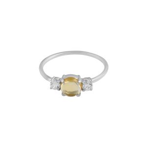 925 Sterling Silver Dainty Ring With Citrin & White Topaz