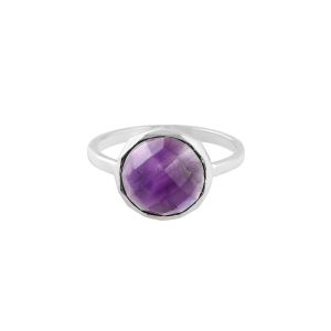 925 Sterling Silver Classic Ring With Amethyst