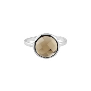 925 Sterling Silver Classic Ring With Smokey Quartz